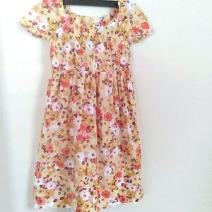 Carter's Floral Sundress Pink Orange Ruffled Smocked Cottagecore Girls  6